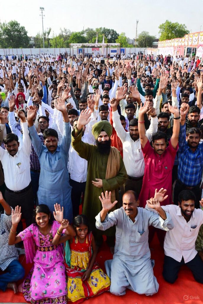 "Family proudly celebrating their daughters after taking anti female foeticide pledge with Guru Ji"
